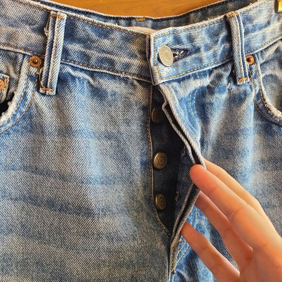 GRLFRND Maran Wide Leg Tulip Hem Crop Jean Archaic Size 29 Button Fly Denim - Picture 6 of 9